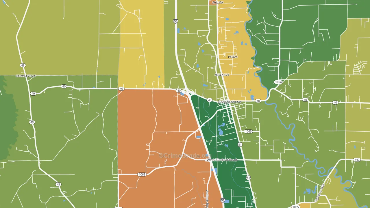 Independence, LA Map of Burglary Rates