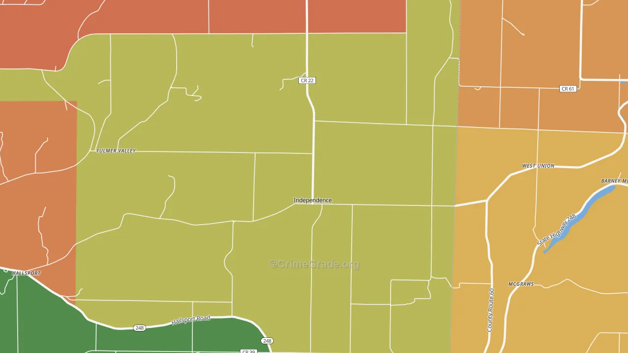 Independence, NY Map of Burglary Rates