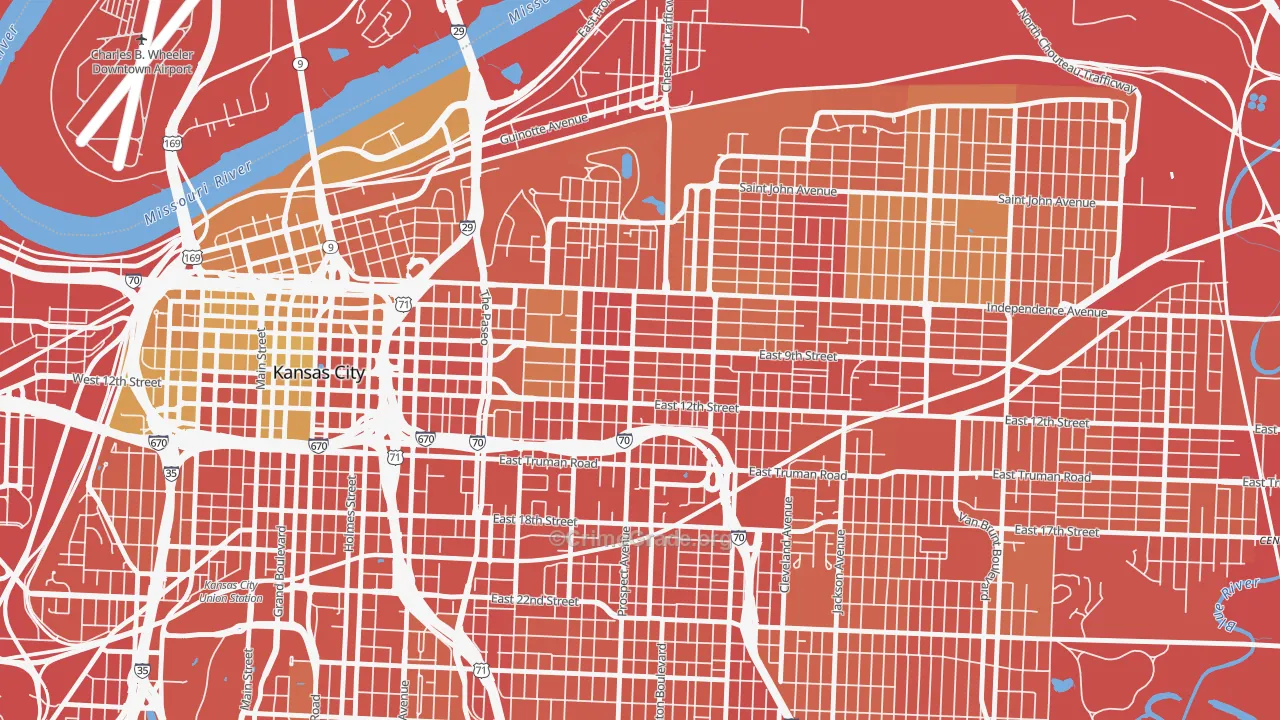 Independence Plaza, Kansas City, MO Map of Burglary Rates