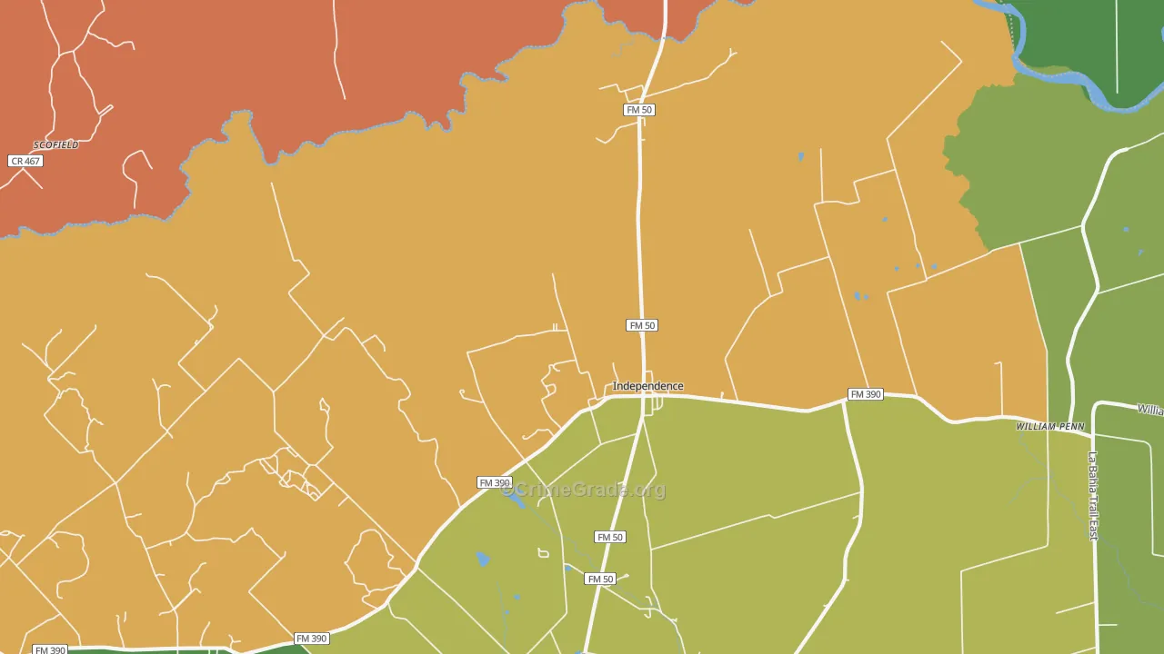 Independence, TX Map of Burglary Rates