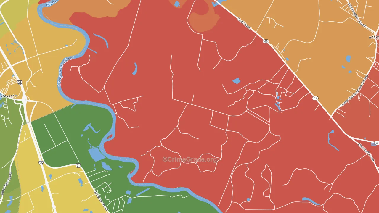 Independents, SC Map of Burglary Rates