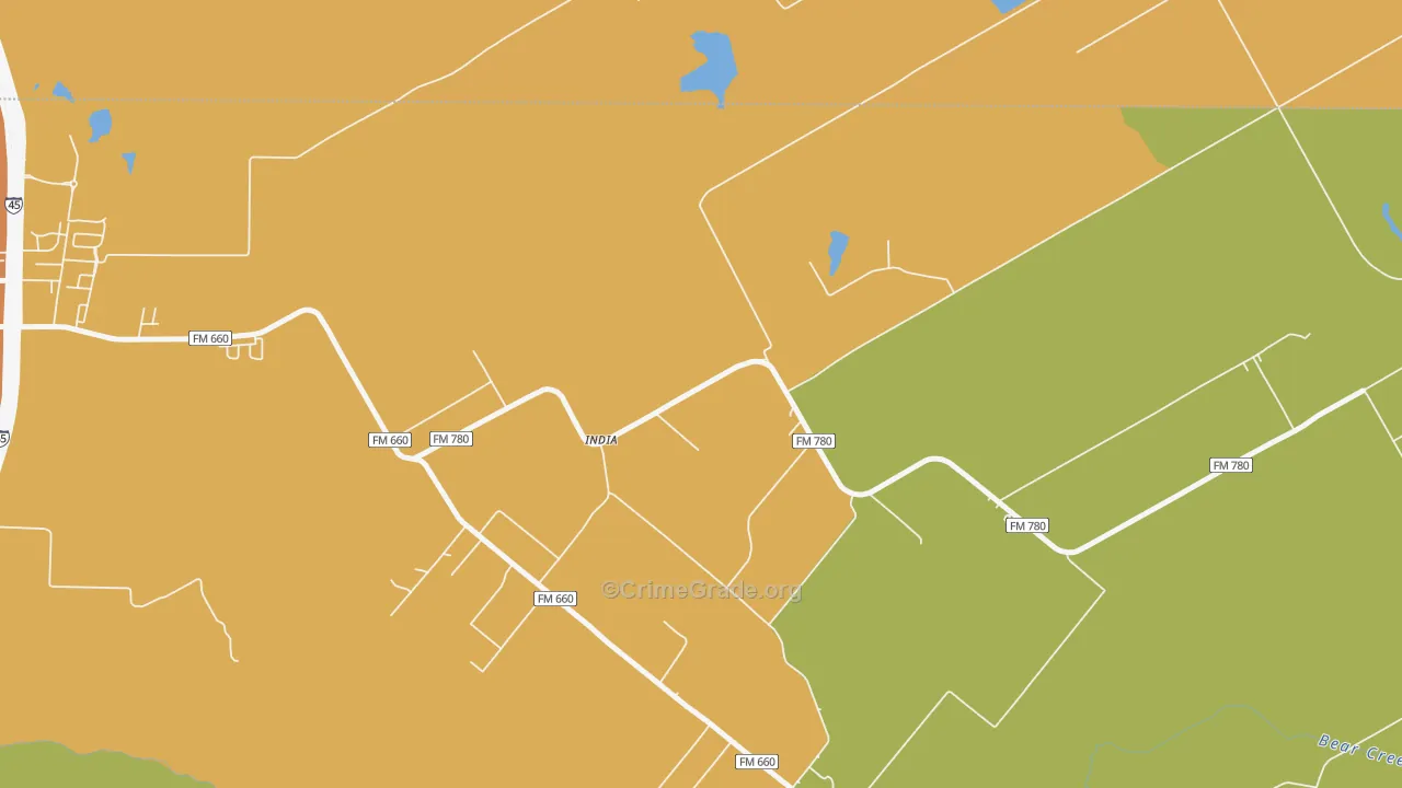 India, TX Map of Burglary Rates