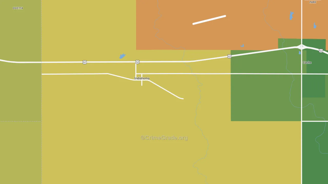 Indiahoma, OK Map of Burglary Rates