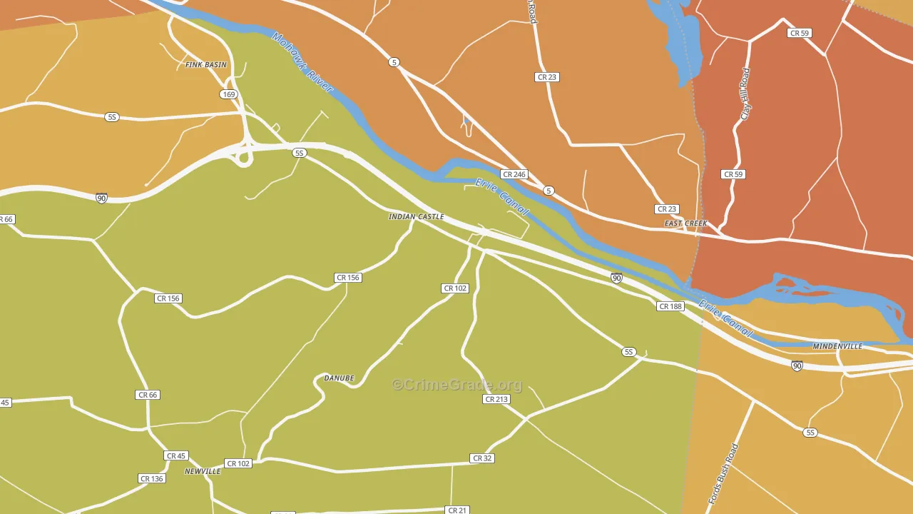 Indian Castle, NY Map of Burglary Rates