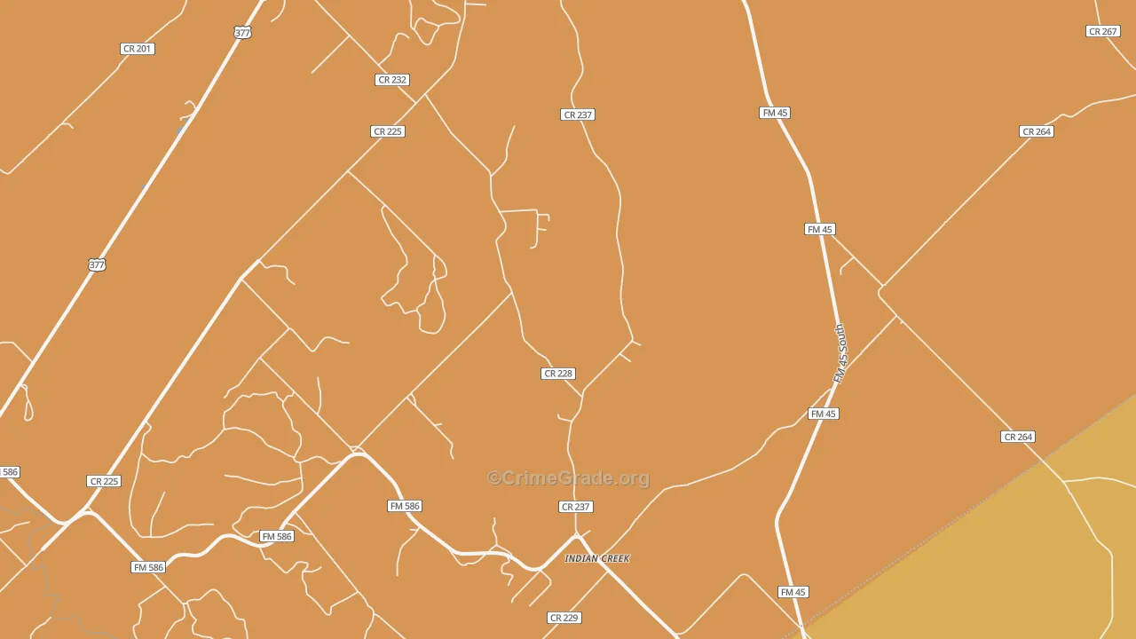 Indian Creek, TX Map of Burglary Rates