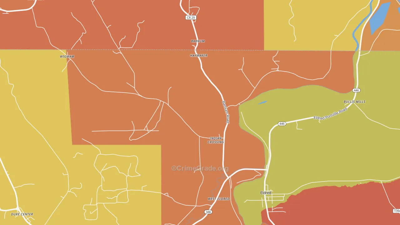 Indian Crossing, PA Map of Burglary Rates