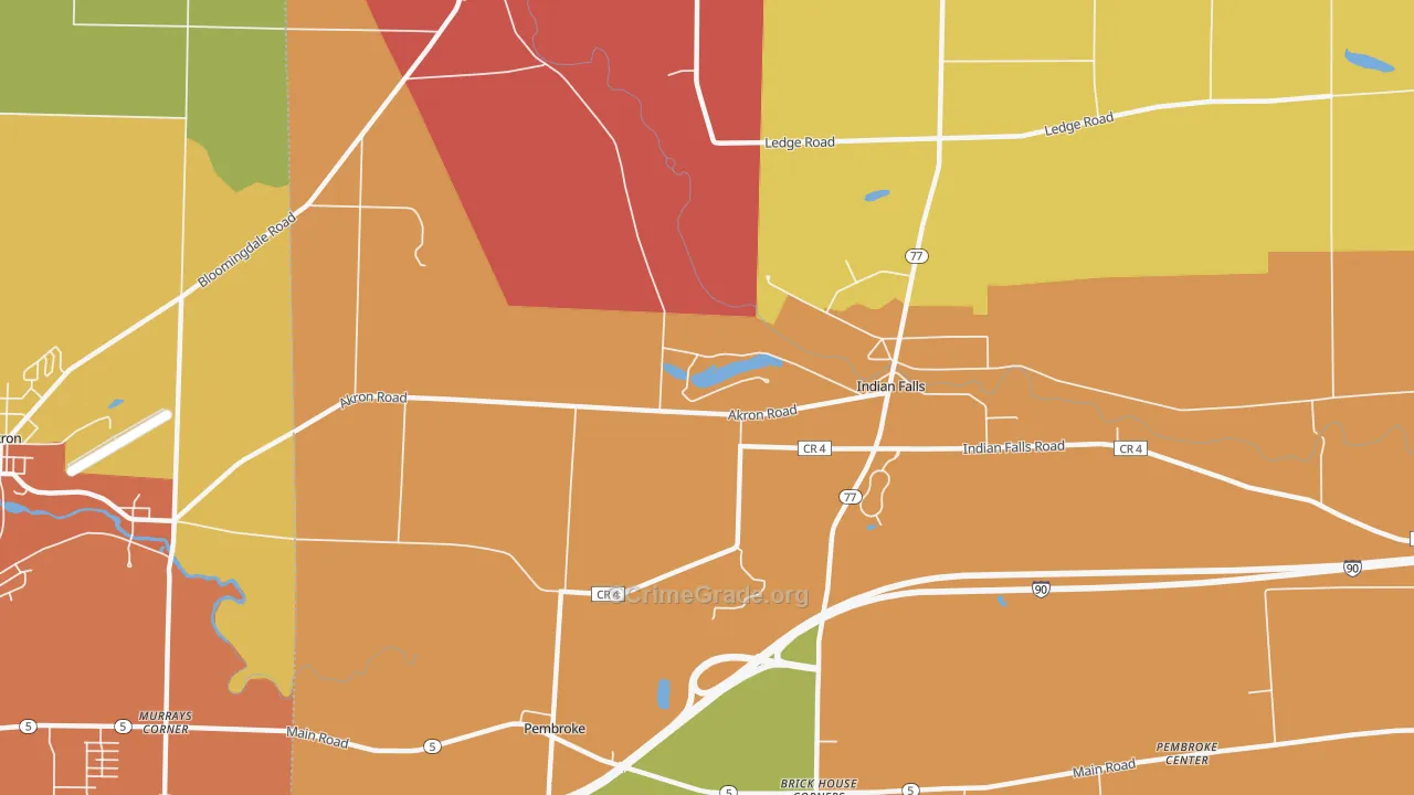 Indian Falls, NY Map of Burglary Rates