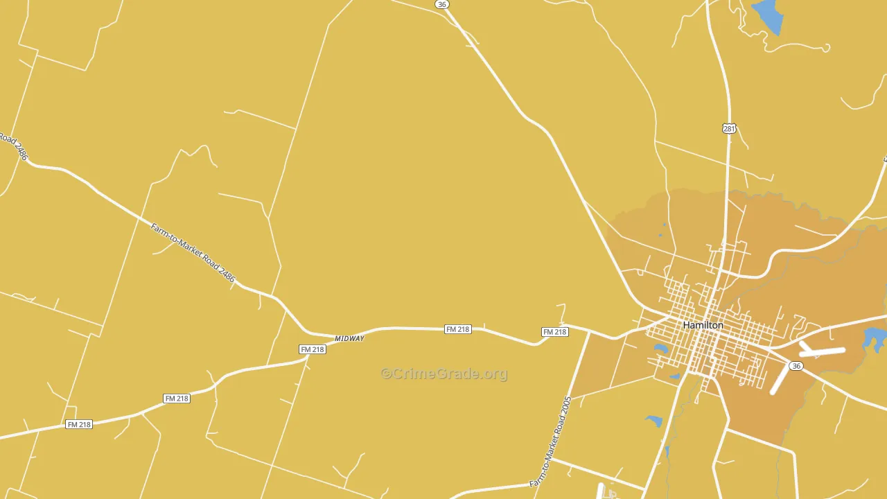 Indian Gap, TX Map of Burglary Rates