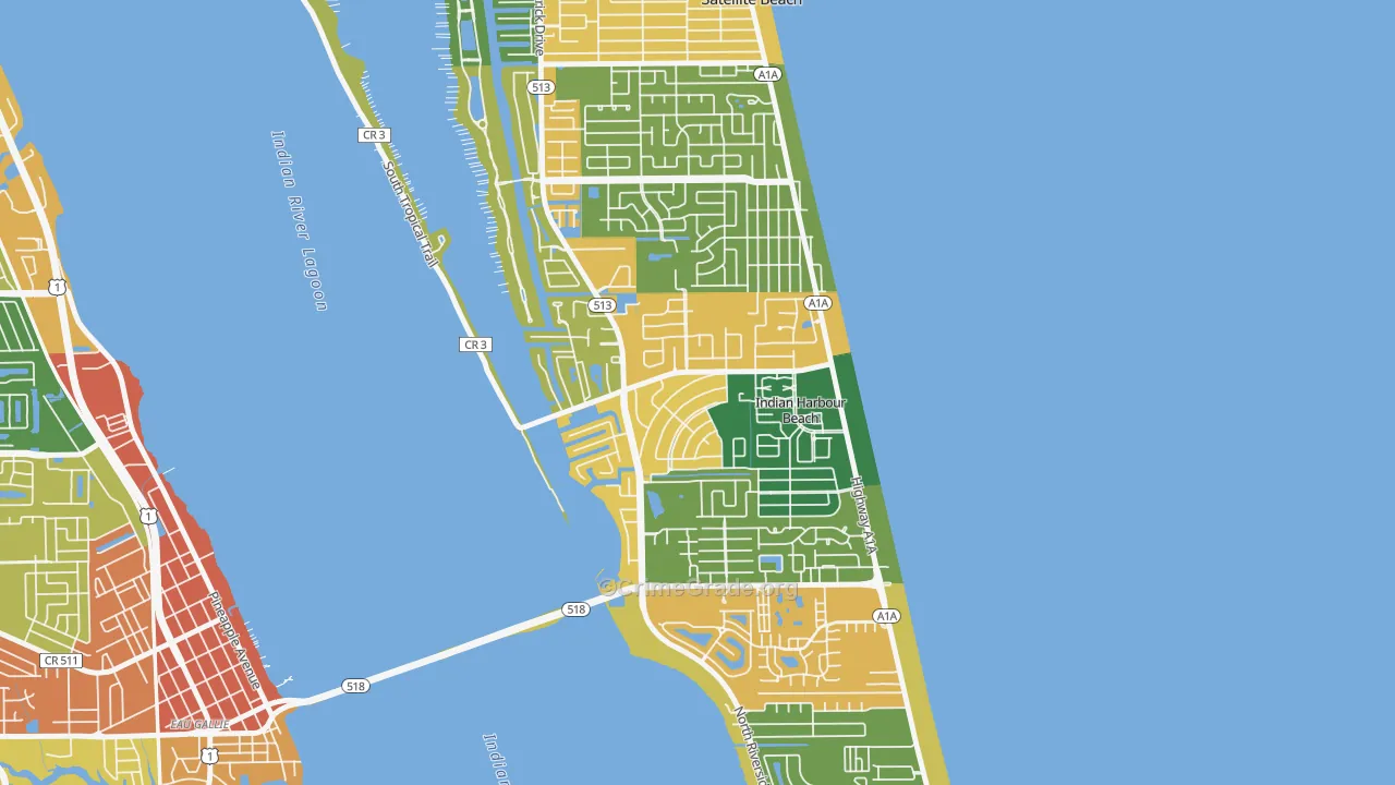Indian Harbour Beach, FL Map of Burglary Rates