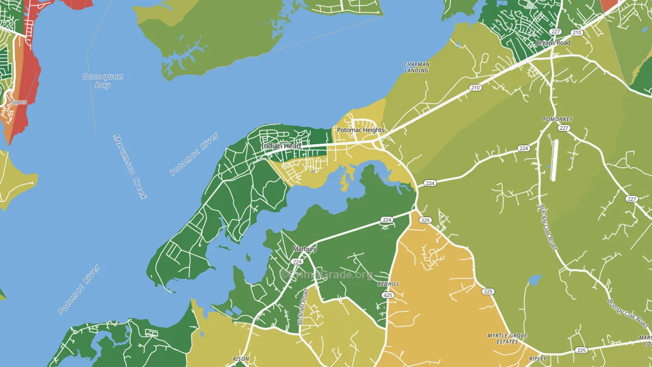 Indian Head, MD Map of Burglary Rates