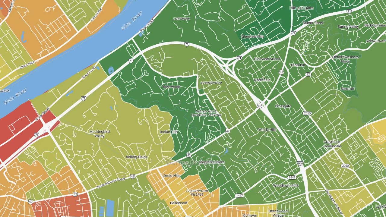 Indian Hills, KY Map of Burglary Rates