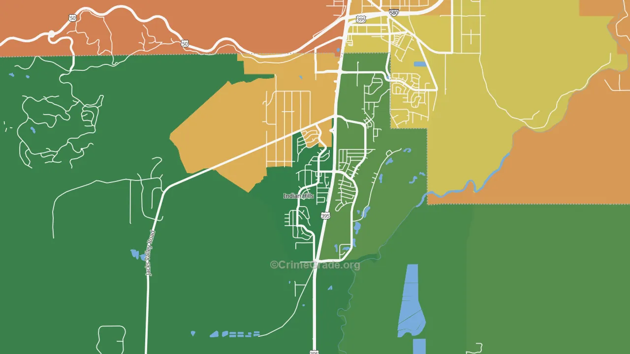 Indian Hills, NV Map of Burglary Rates