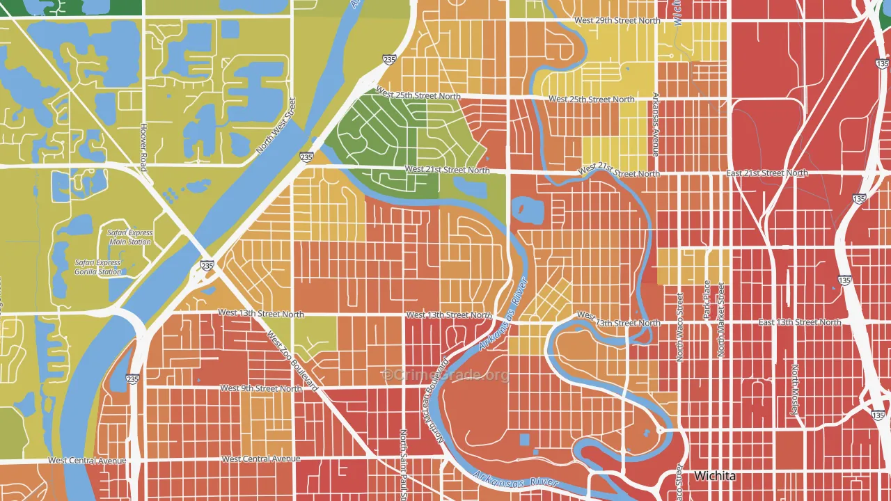 Indian Hills Riverbend, Wichita, KS Map of Burglary Rates