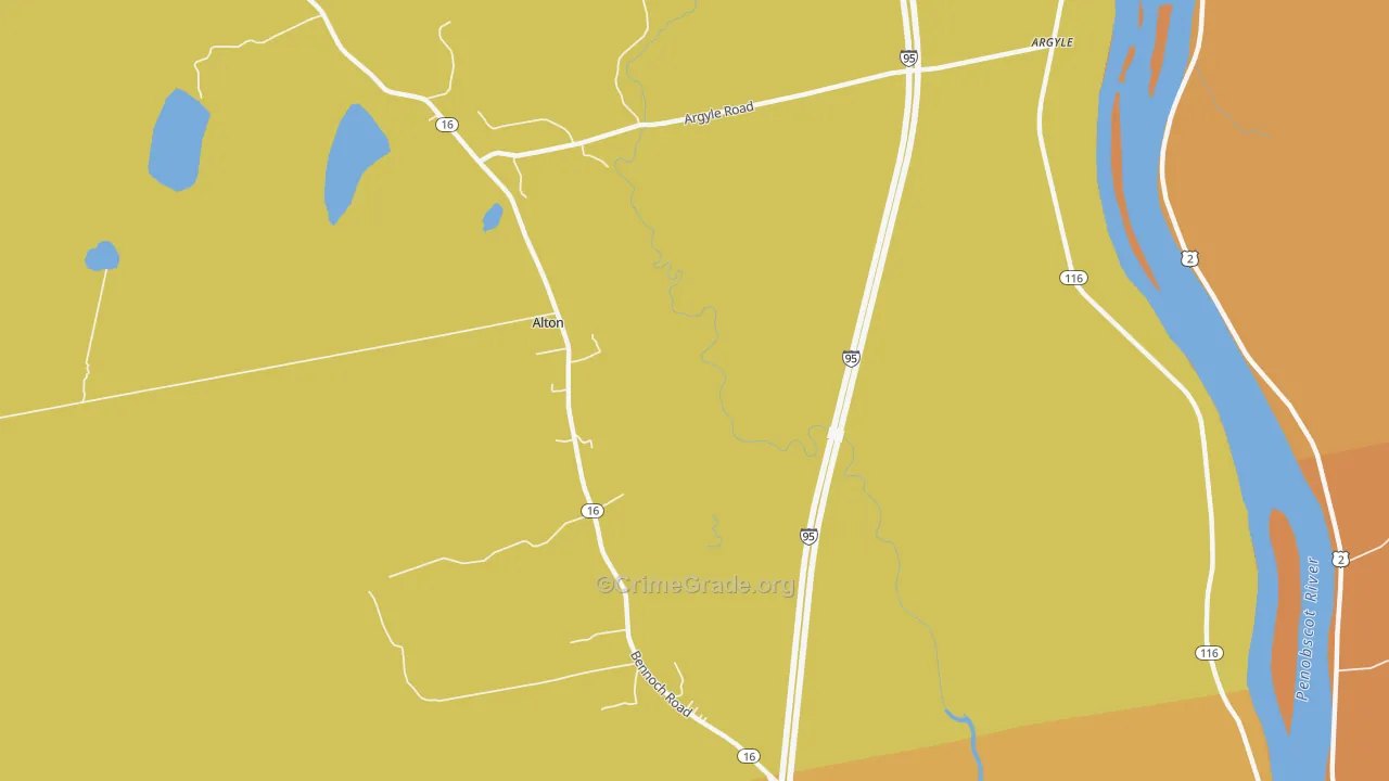 Indian Island Penobscot Indian Reservation, ME Map of Burglary Rates