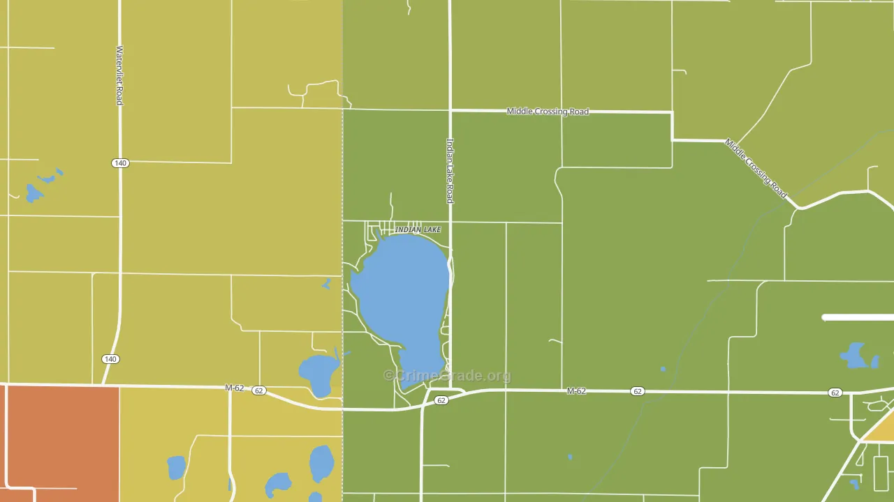 Indian Lake, MI Map of Burglary Rates