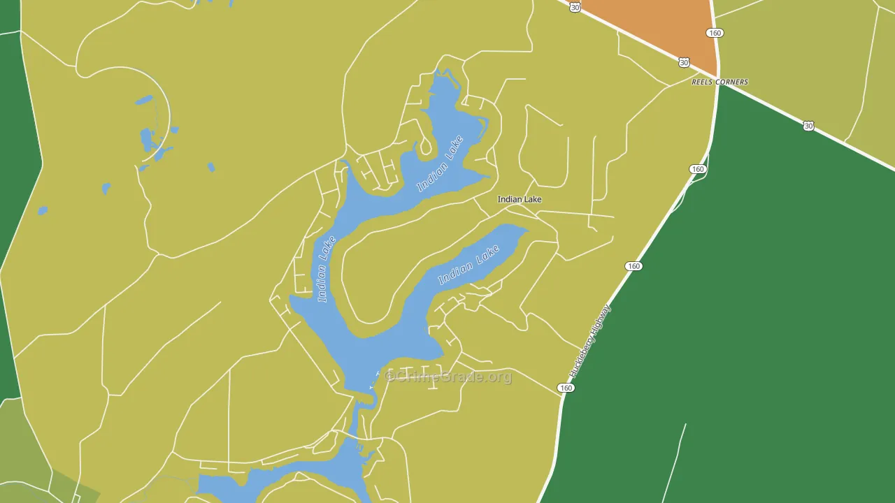 Indian Lake, PA Map of Burglary Rates