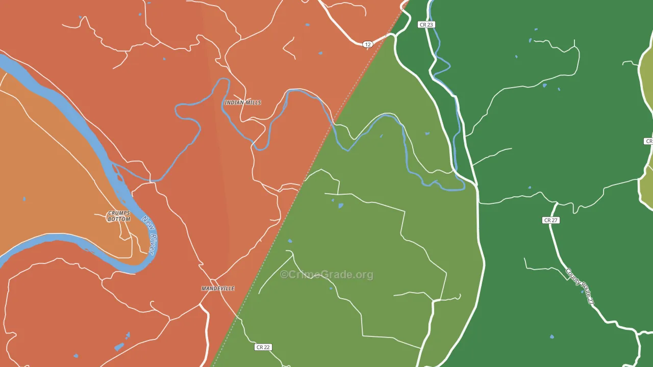 Indian Mills, WV Map of Burglary Rates