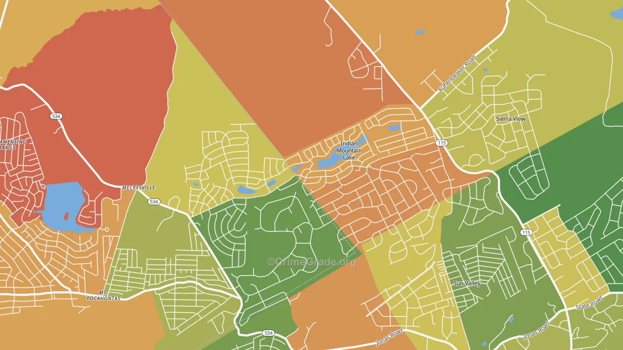 Indian Mountain Lake, PA Map of Burglary Rates