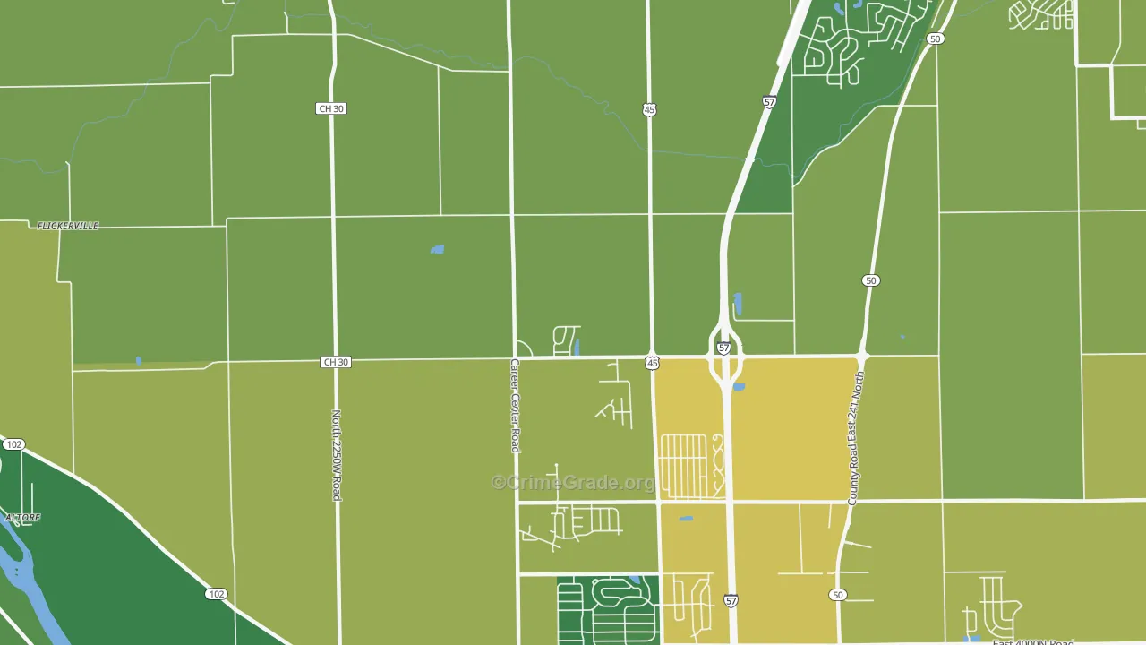 Indian Oaks, IL Map of Burglary Rates