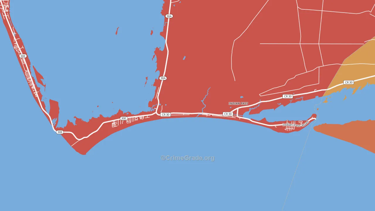 Indian Pass, FL Map of Burglary Rates