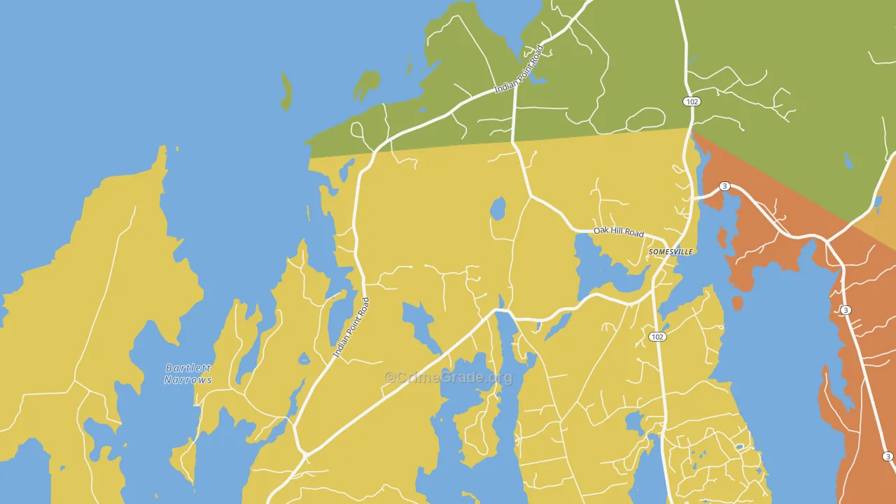 Indian Point, ME Map of Burglary Rates