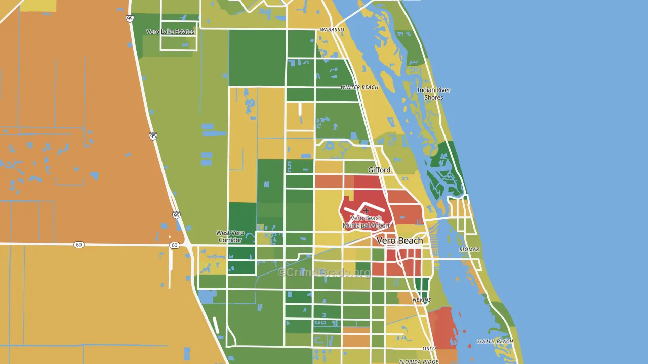 Indian River County, FL Map of Burglary Rates