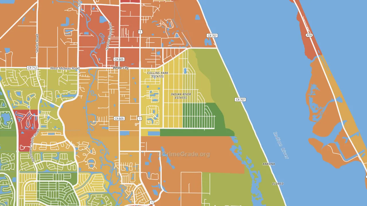Indian River Estates, FL Map of Burglary Rates