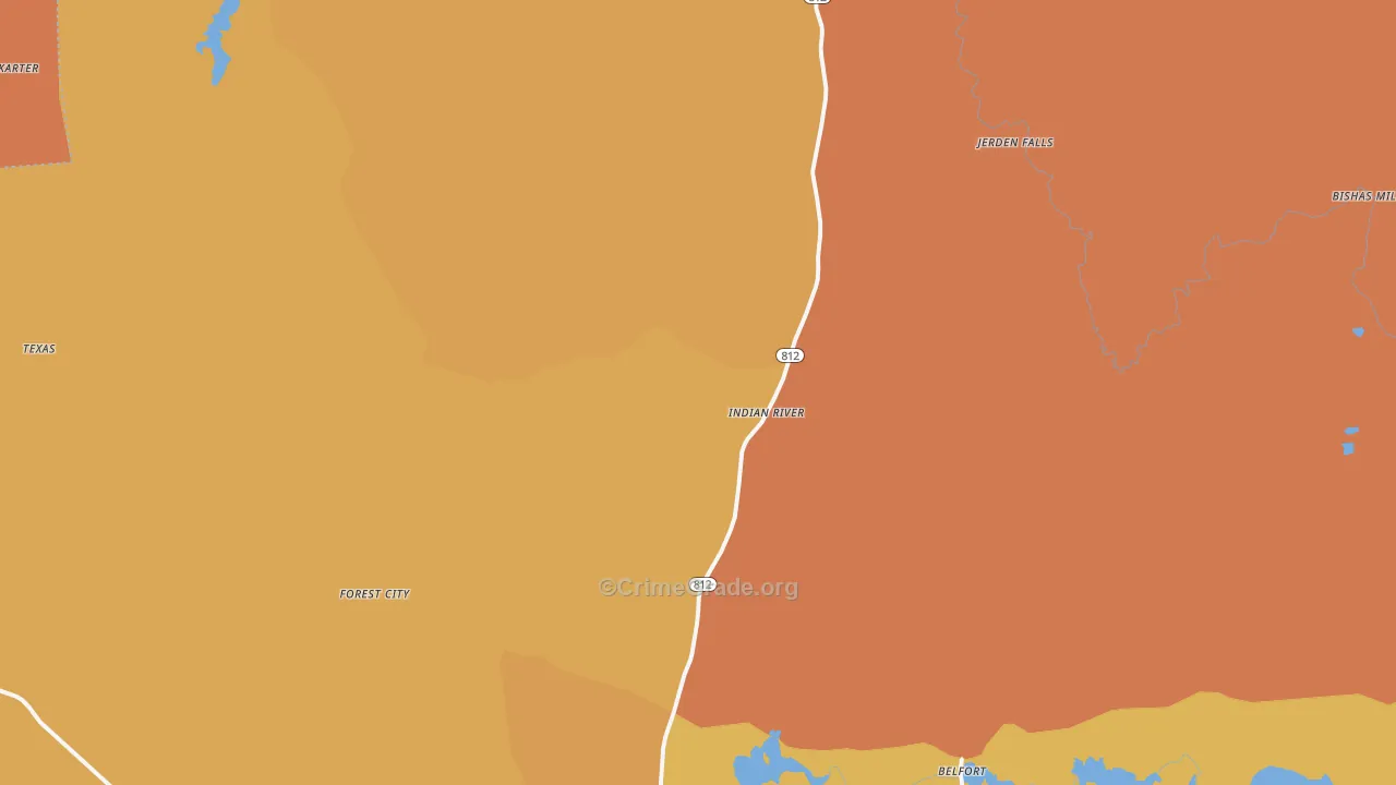 Indian River, NY Map of Burglary Rates