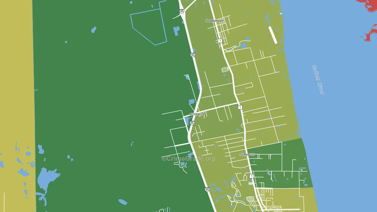 Indian River Park, Mims, FL Map of Burglary Rates
