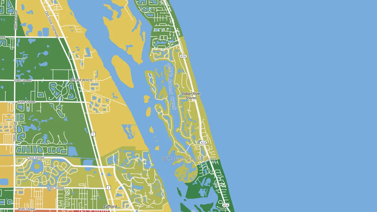 Indian River Shores, FL Map of Burglary Rates