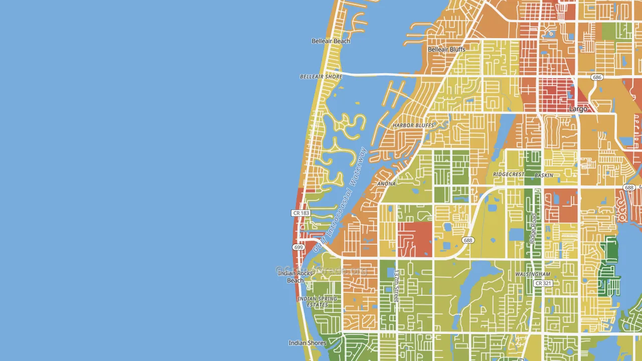 Indian Rocks Beach, FL Map of Burglary Rates