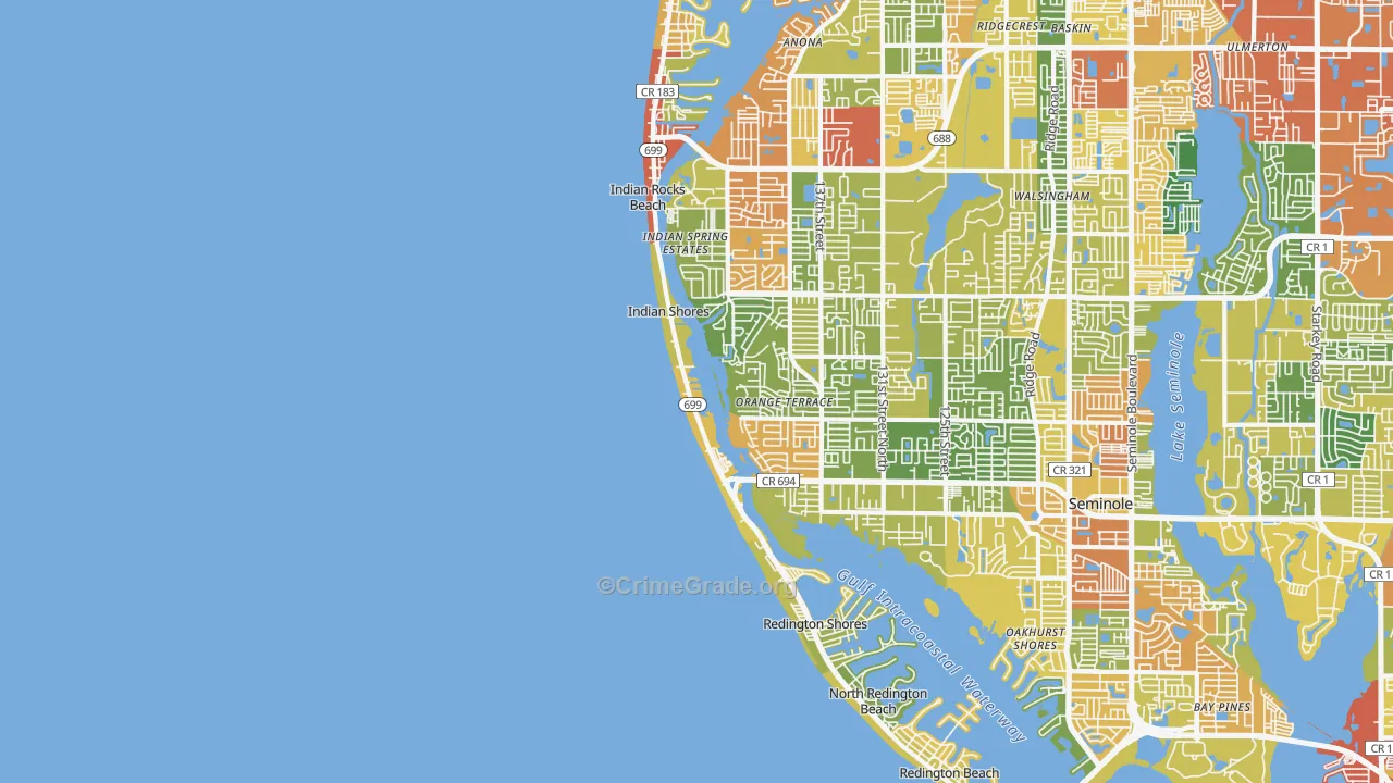 Indian Shores, FL Map of Burglary Rates
