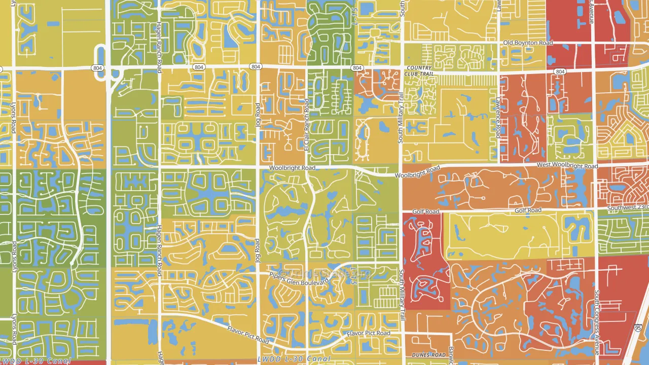 Indian Spring, Boynton Beach, FL Map of Burglary Rates