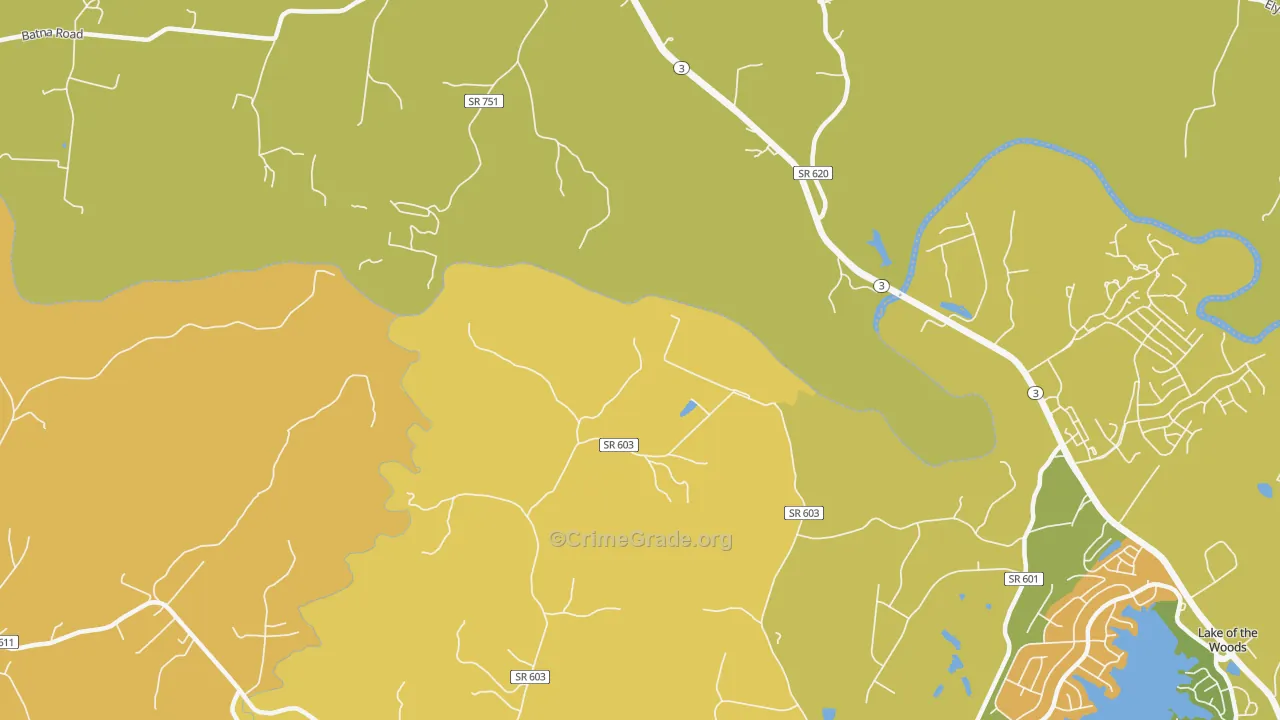 Indian Town, VA Map of Burglary Rates