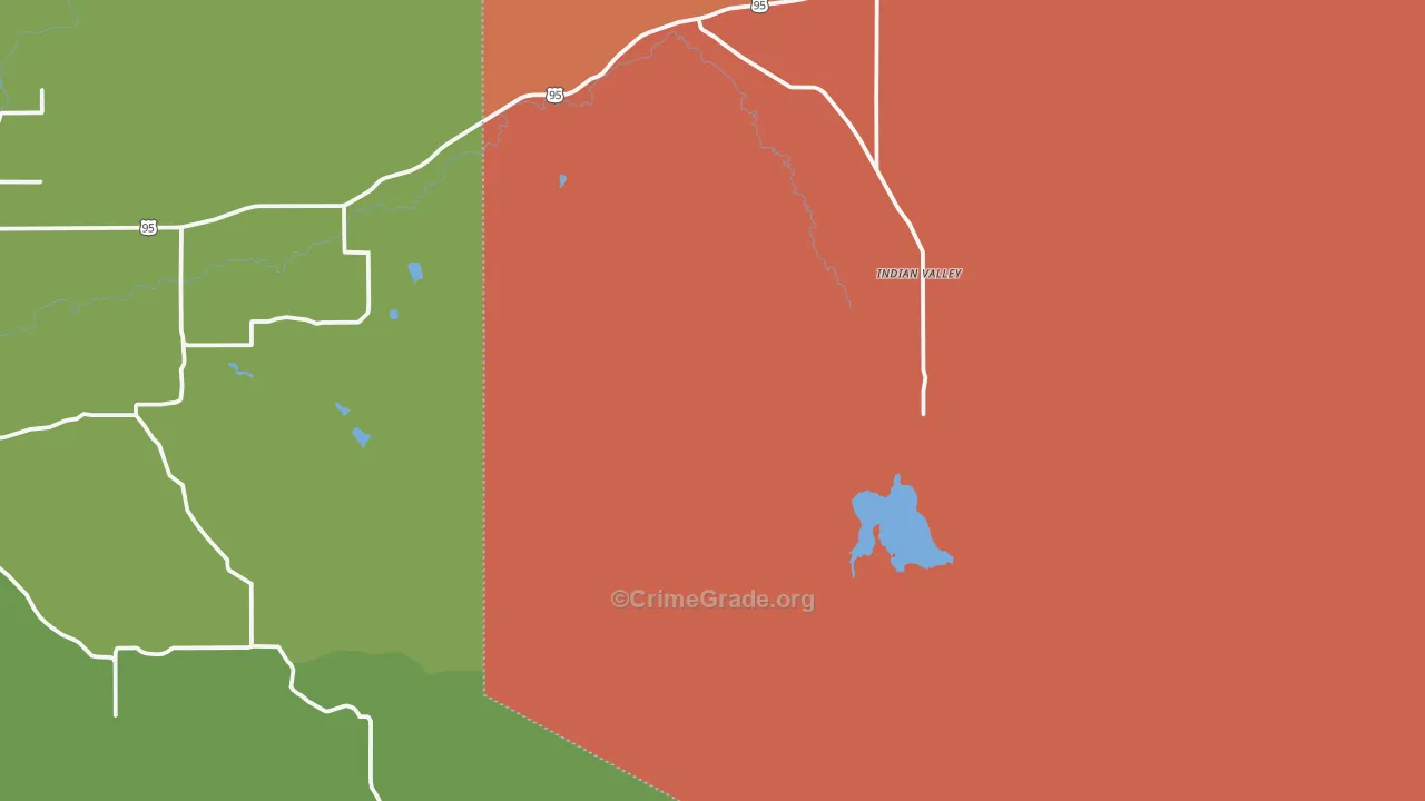 Indian Valley, ID Map of Burglary Rates