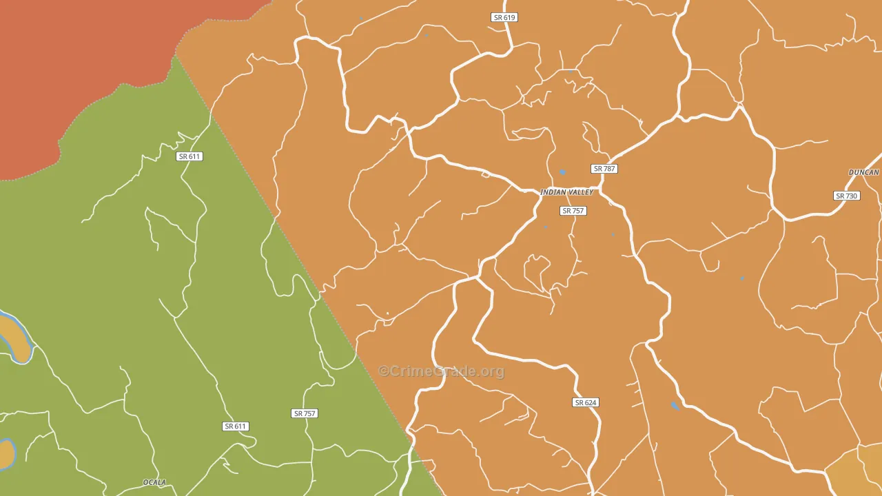 Indian Valley, VA Map of Burglary Rates