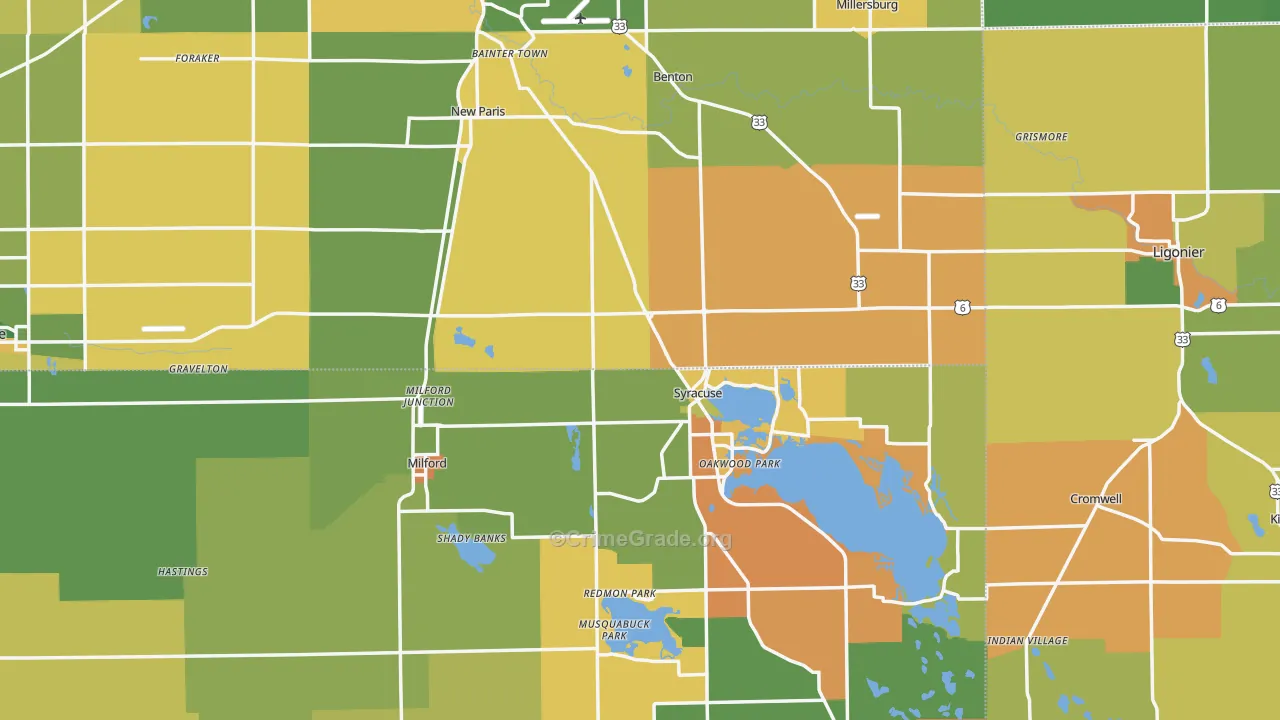 Indian Village, IN Map of Burglary Rates