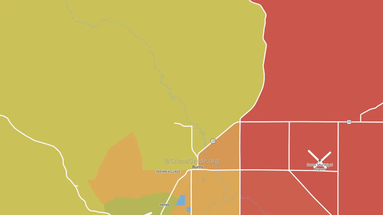 Indian Village, OR Map of Burglary Rates