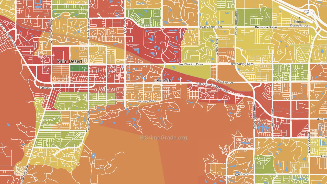 Indian Wells, CA Map of Burglary Rates