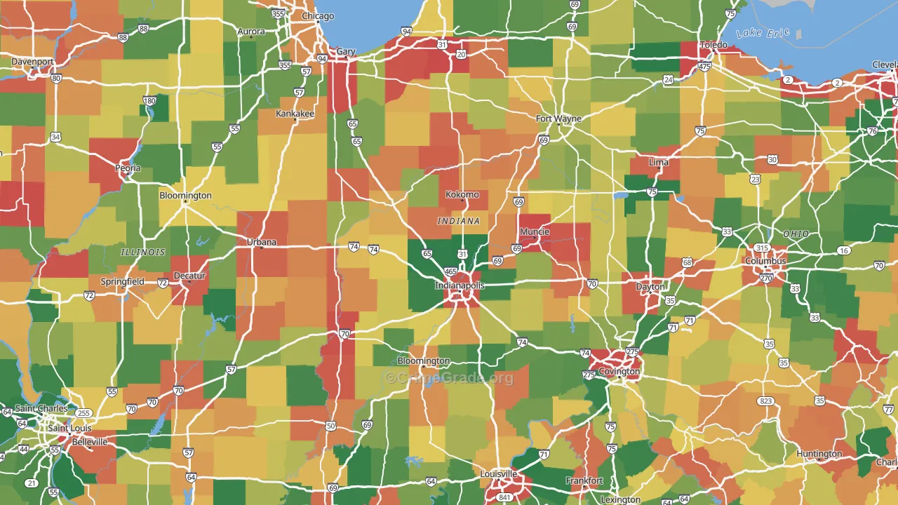 Indiana Map of Burglary Rates
