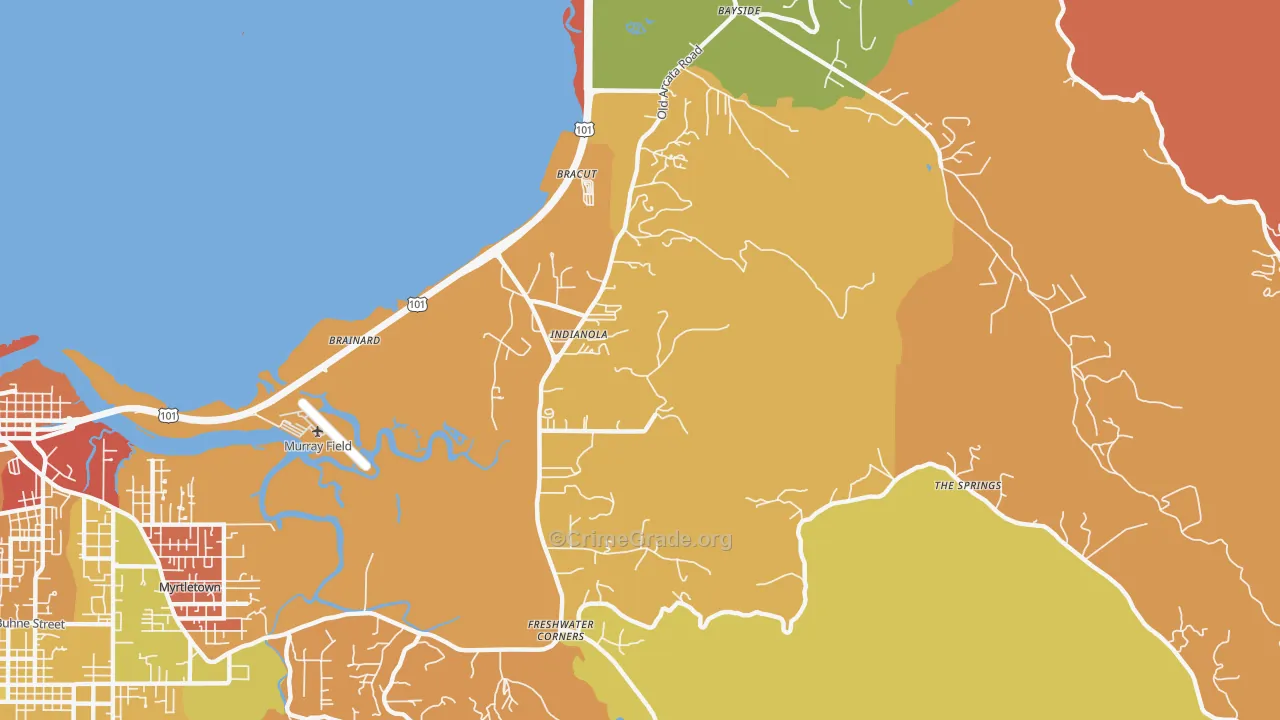 Indianola, CA Map of Burglary Rates