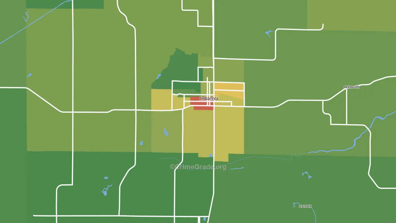 Indianola, IA Map of Burglary Rates