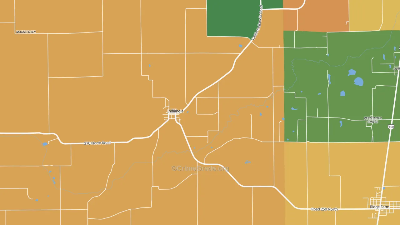 Indianola, IL Map of Burglary Rates