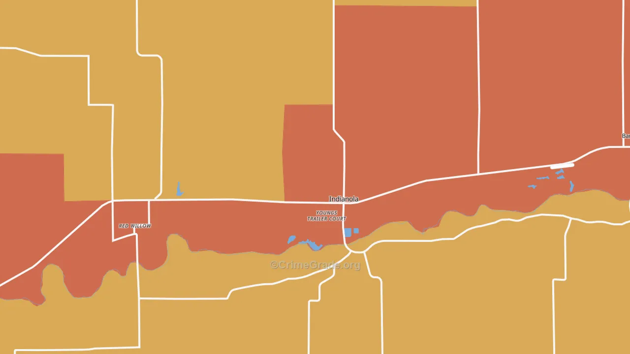 Indianola, NE Map of Burglary Rates