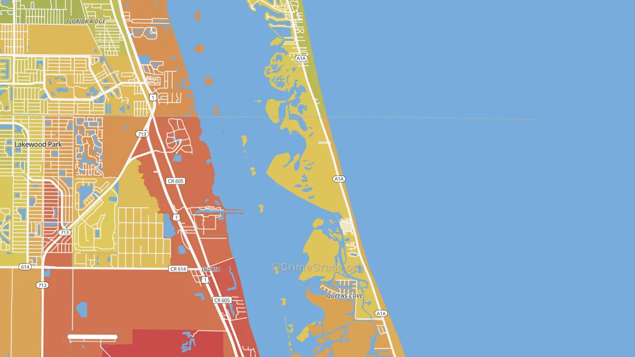 Indrio, FL Map of Burglary Rates
