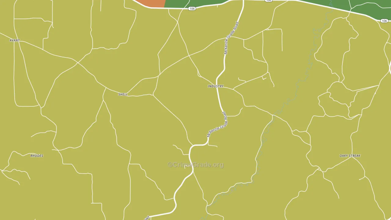 Industry, AL Map of Burglary Rates