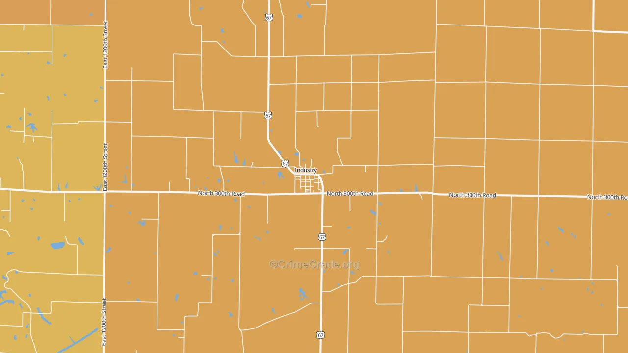 Industry, IL Map of Burglary Rates