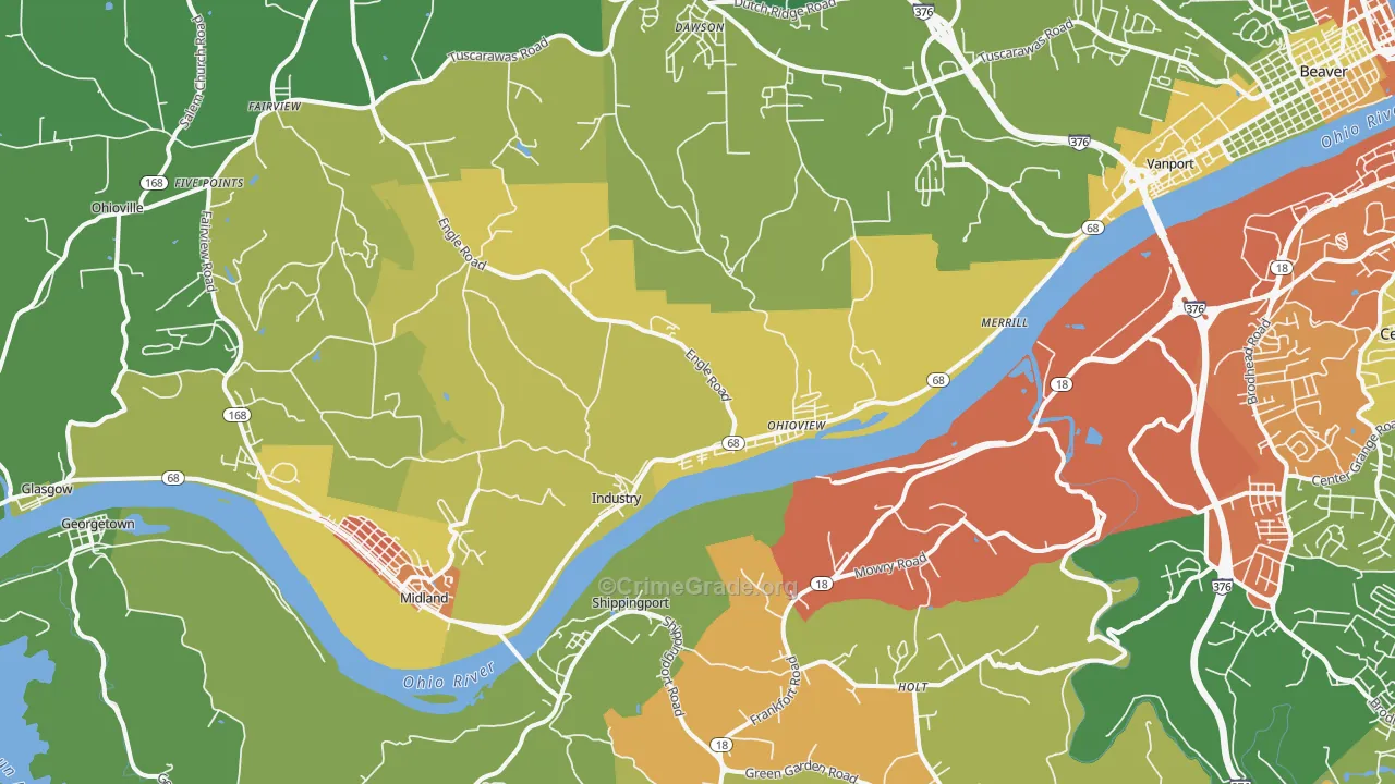 Industry, PA Map of Burglary Rates