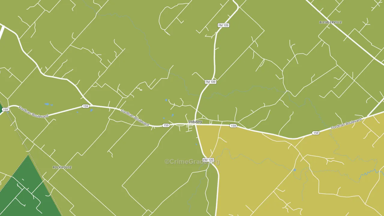 Industry, TX Map of Burglary Rates