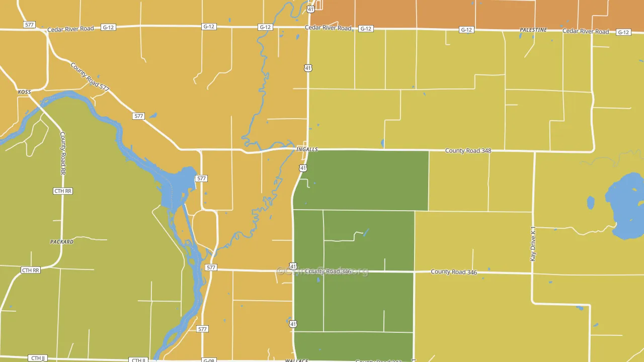 Ingalls, MI Map of Burglary Rates